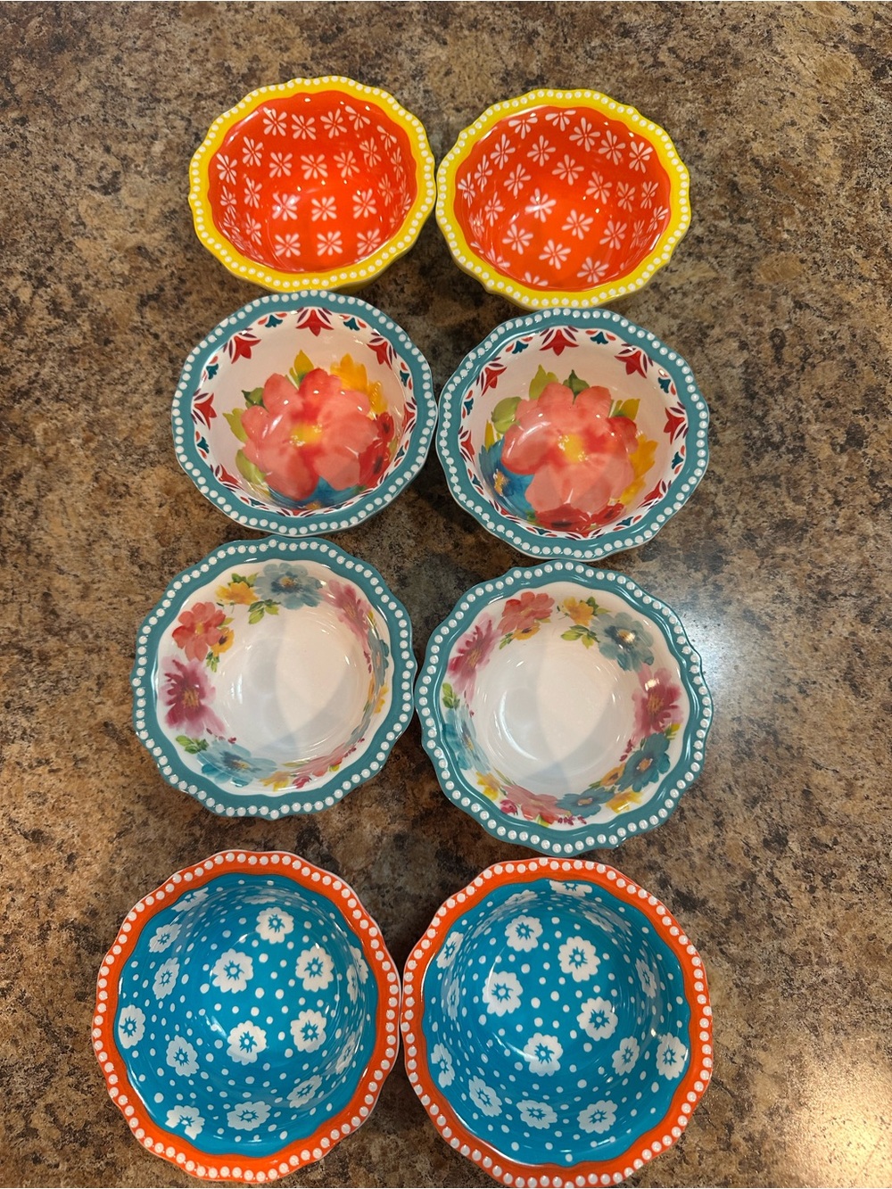 PIONEER WOMAN PLASTIC MELAMINR DIP BOWLS LOT OF 8